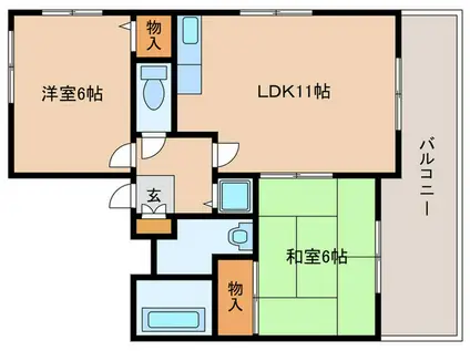 ゲイナーズヒル西館(2LDK/1階)の間取り写真