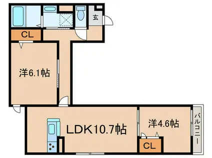 グラナーデ西大泉(2LDK/2階)の間取り写真