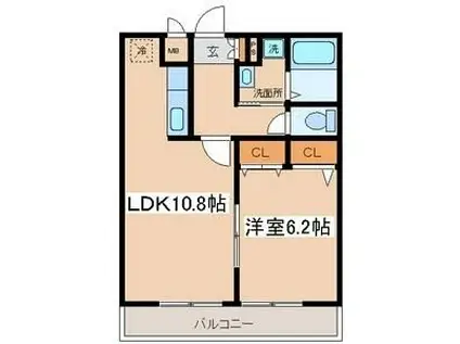 MARYUS(1LDK/2階)の間取り写真