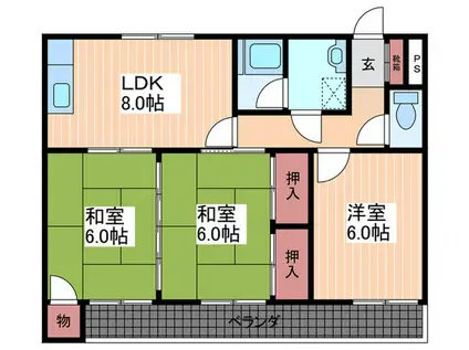コーポいしず(3LDK/1階)の間取り写真