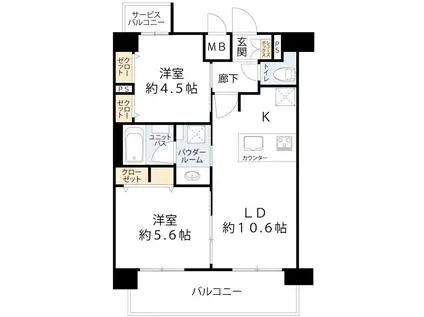 プレサンス堺筋本町エグゼブラン(2LDK/13階)の間取り写真