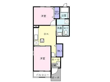 サンピエーノ高井B(2DK/1階)の間取り写真