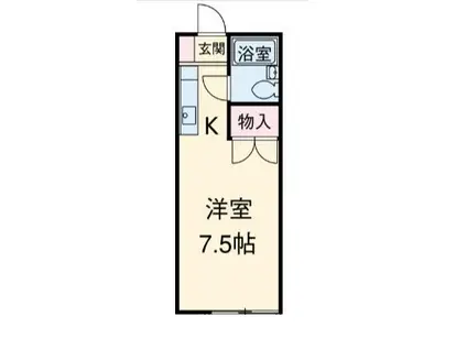 プリンスヒルC(ワンルーム/1階)の間取り写真