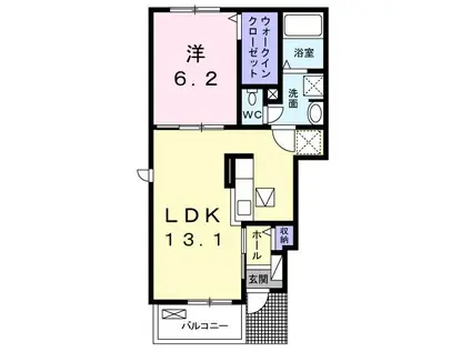 オリーブ(1LDK/1階)の間取り写真