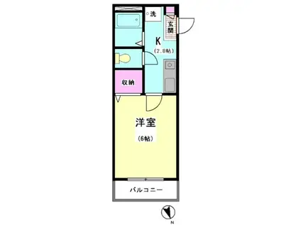 シャンフォート(1K/2階)の間取り写真