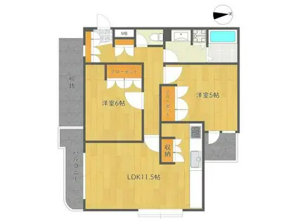 RAIA(2LDK/1階)の間取り写真