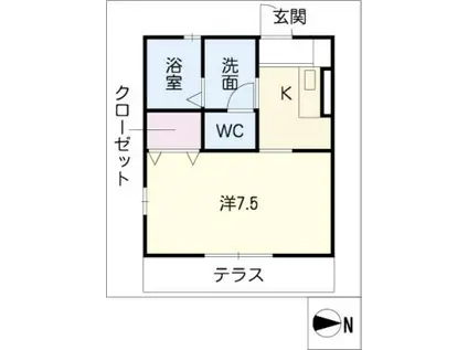 メゾン・ボーラ(1K/1階)の間取り写真