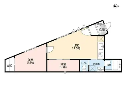 テラス新江古田(2LDK/1階)の間取り写真
