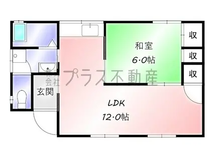 頓野アパート(1LDK/1階)の間取り写真