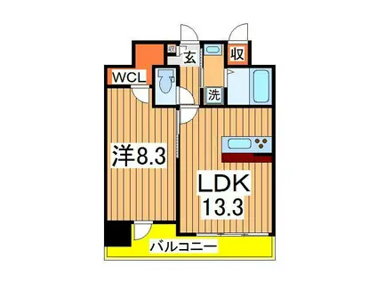果樹園ST(1LDK/7階)の間取り写真