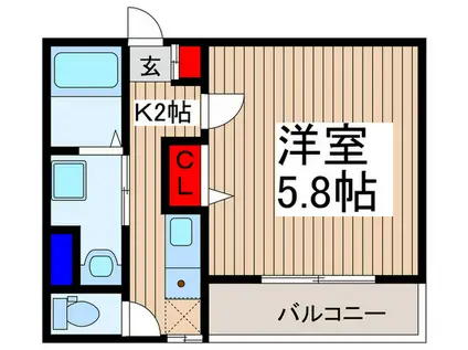 MELDIA西浦和A(1K/2階)の間取り写真