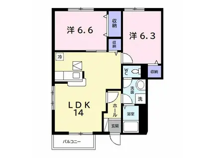 アビターレ・コモドA(2LDK/1階)の間取り写真