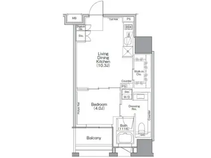ザ・パークハビオソーホー横浜関内(1LDK/9階)の間取り写真