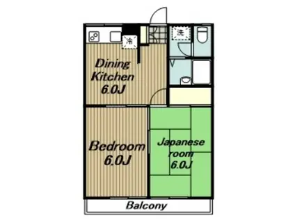 サンウッド(2DK/1階)の間取り写真