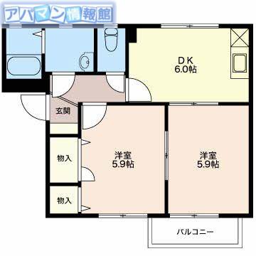 ピリカA(2DK/2階)の間取り写真