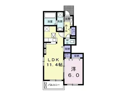 CASA VIOLA I(1LDK/1階)の間取り写真