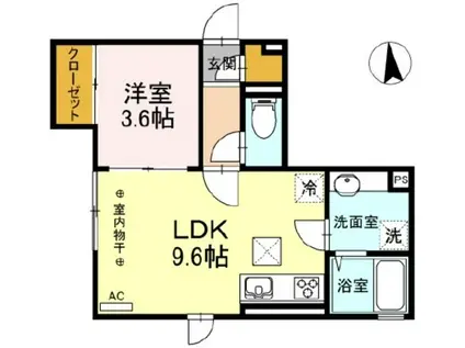 ブルーゲート湘南(1LDK/1階)の間取り写真
