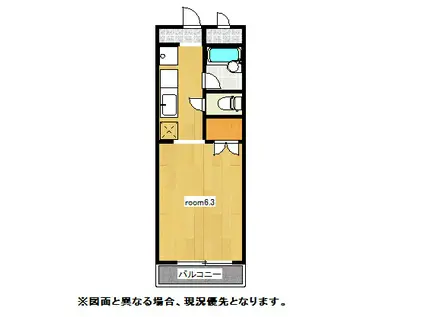 ソレイユビュー八木山II(1K/4階)の間取り写真