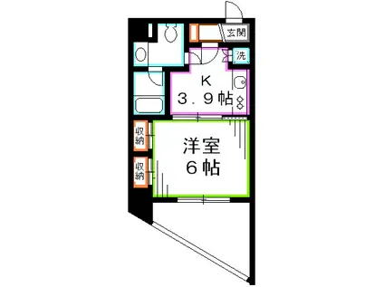 藤和シティスクエア三鷹駅前(1K/2階)の間取り写真