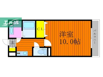 オプティマス医大南(1K/1階)の間取り写真