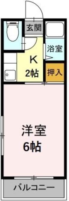 コーポラヴィアンローズ(1K/2階)の間取り写真