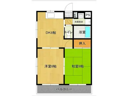 ハッピーフラッツ(2DK/1階)の間取り写真