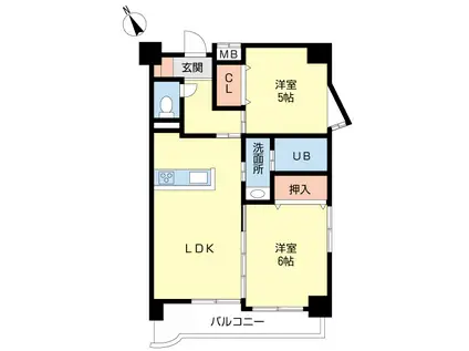 谷ビル(2LDK/2階)の間取り写真