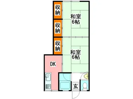 アンビシオン西本町(2DK/2階)の間取り写真