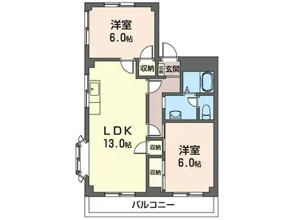ウッディベル弐番館(2LDK/2階)の間取り写真