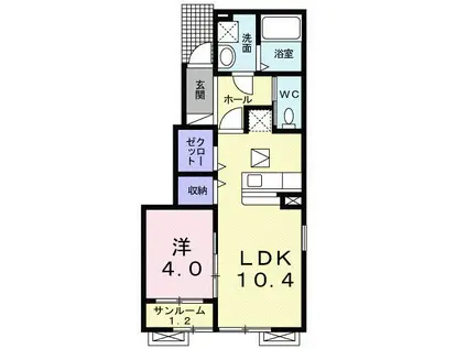 ディーピアッツァ III(1LDK/1階)の間取り写真