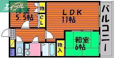 セブンス・ヘブン今(2LDK/4階)の間取り写真