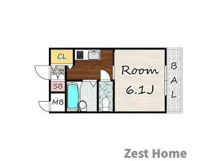 クレアール立花(1K/3階)の間取り写真