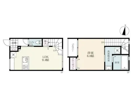 プレミアムアイランド田手(1LDK/1階)の間取り写真