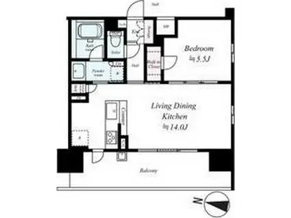 プレサンスロジェ栄(1LDK/4階)の間取り写真
