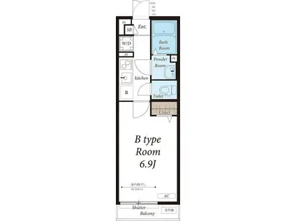 リブリ・フォーチュン津田沼(1K/2階)の間取り写真