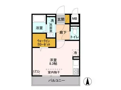 ベルデュール(ワンルーム/3階)の間取り写真