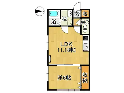 ピュアハウス(1LDK/2階)の間取り写真