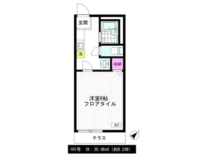 ビューハイム(1K/1階)の間取り写真