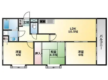 ハイグレード堅下(3LDK/4階)の間取り写真