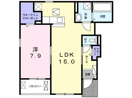 ルタン昆陽I(1LDK/1階)の間取り写真
