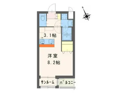 グラン レーヴ(1K/1階)の間取り写真