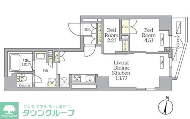 NOGATA RESIDENCE(2LDK/1階)の間取り写真