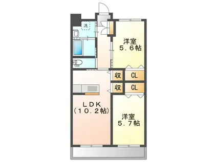 志布志中央マンション(2LDK/3階)の間取り写真