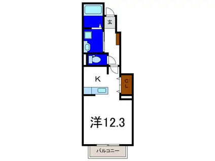 エスポワールA(1K/1階)の間取り写真