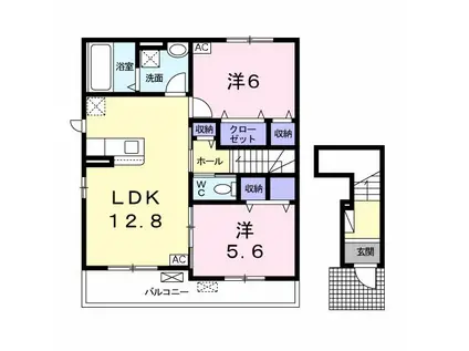 クレーシェル(2LDK/2階)の間取り写真
