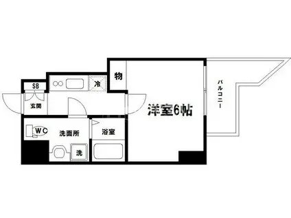 レジュールアッシュ谷町(1K/5階)の間取り写真