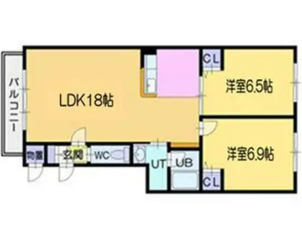 ウィングバレー(2LDK/4階)の間取り写真