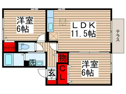 サンアベニューII(2LDK/1階)の間取り写真