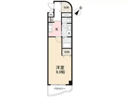 グランプレミアゆめ西(1K/3階)の間取り写真