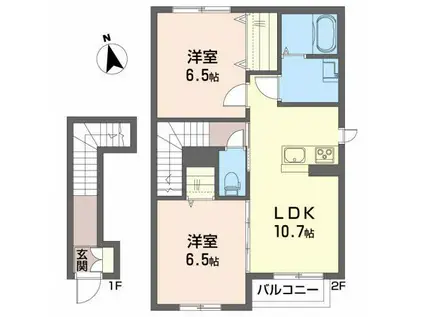 アトラスII(2LDK/2階)の間取り写真
